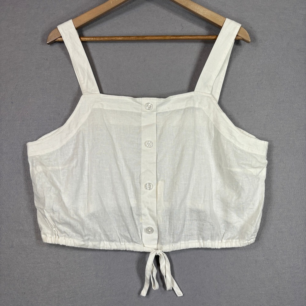 Linen Blend Crop Tank Top Womens XXL Sleeveless‎ Coastal NWT